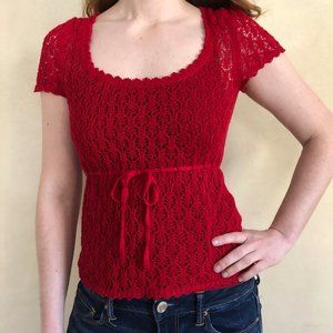 Reformation red crocheted top